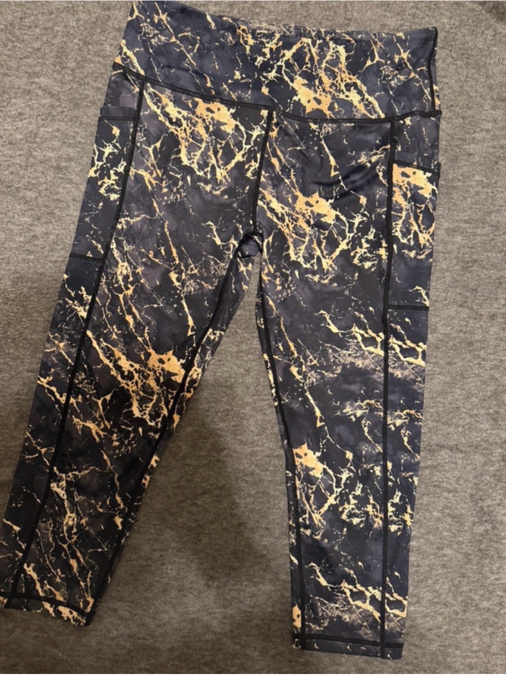 Constantly Varied Gear Black and Gold Marble-Print Leggings
